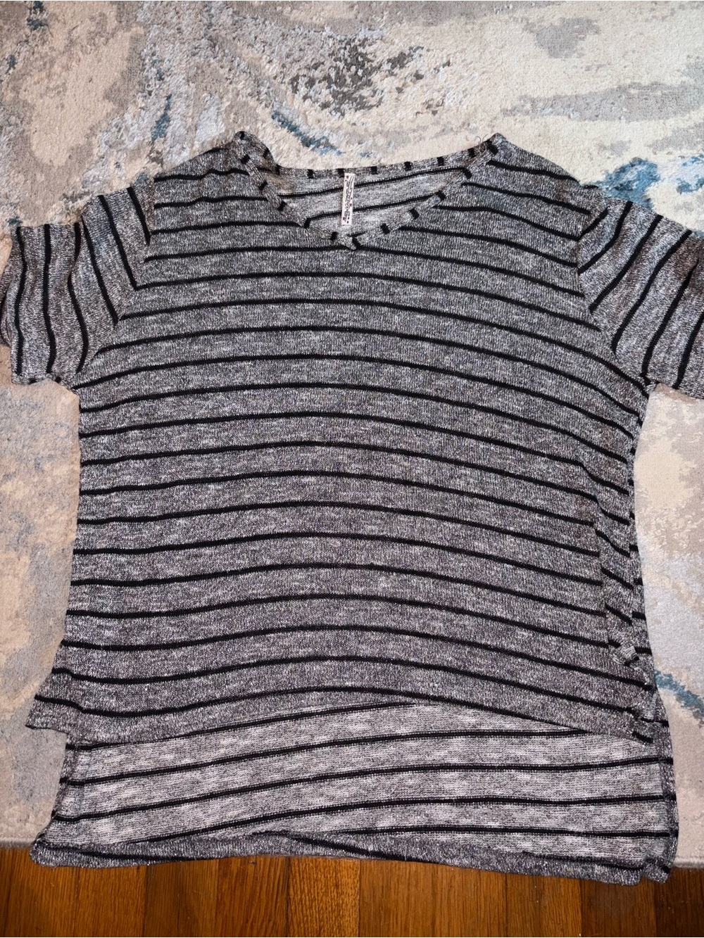 Flash Relaxed Gray & Black Striped Short Sleeve Tee